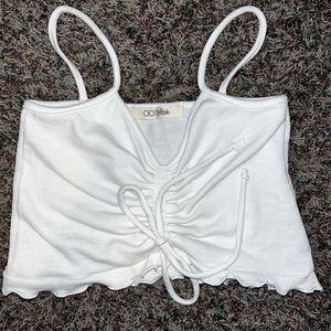 OOTDFASH pull scrunch white crop tank top size: small never worn